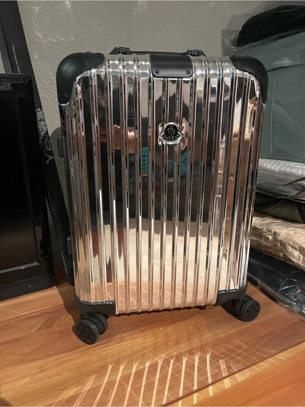 Rimowa x Moncler “Reflection” Silver Mirror Aluminum Cabin Suitcase